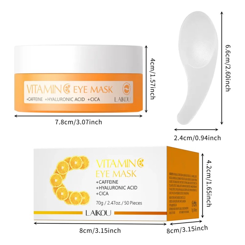 Parches Hidratantes Para Ojos Laikou Con Vitamina C, 50 Unid