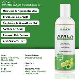 Generic Ess..ancia - NATURALLY IN EVERY DROP Amla Carrier Oil For Skin Care, Beard, Hair Growth, Strong, Long & Thick Hair. 100% Natural, Organic, & Pure Cold Pressed Carrier Oils. (200Ml)