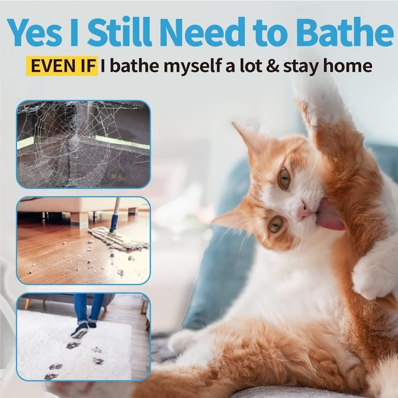 Mooncat Waterless Cat Shampoo+Cat Brush, Licking Safe Dry Shampoo for
