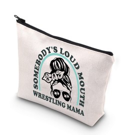 TSOTMO Novelty Wrestling Mom Gift Somebody’s Loud Mouth Wrestling Mama Zipper Pouch Makeup Bag (WRESTLING MAMA)