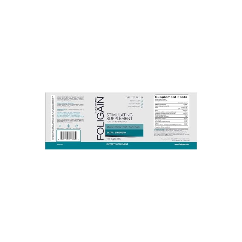 Foligain Suplemento Estimulante Para el recrecimiento del cabello 120 Tabletas