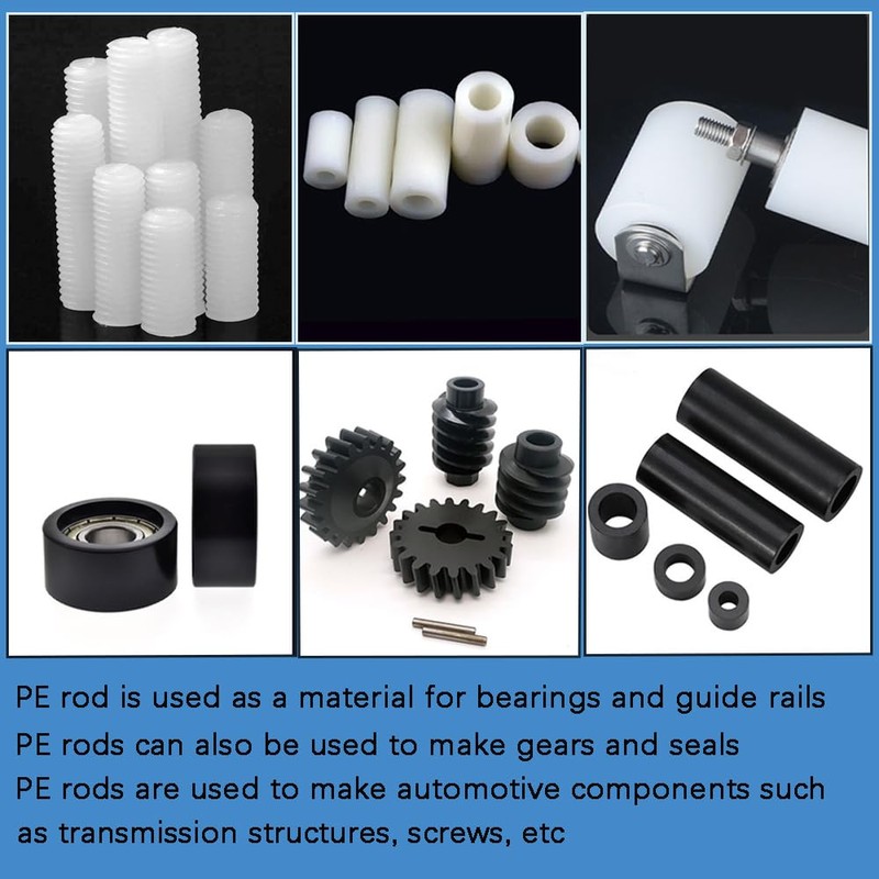 2 Pcs HDPE Rod,HDPE High Density Polyethylene Round Rod,3/4"x 13"