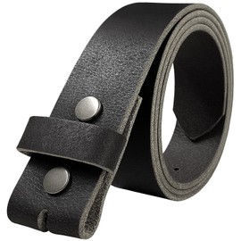 Distressed Black Leather Belt Snap on Belt Strap 1.5" Wide (32)