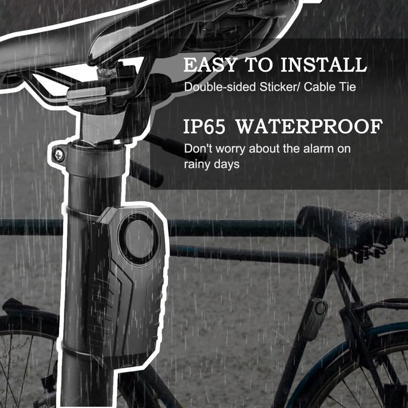 Wsdcam 113dB Bike Alarm Wireless Vibration Motion Sensor Waterproof Motorcycle