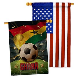 World Cup Ghana Burlap House Flags Pack Sports Soccer Game Goal Ball Football Entertainment Activity Physical USA Applique Small Decorative Gift Yard Banner Double-Sided Made In 28 X 40