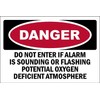 Do not enter if alarm is sounding or flashing, potential oxygen deficient atmosphere, prohibition sign - 1mm flexible Plastic sign (300mm x 200mm)