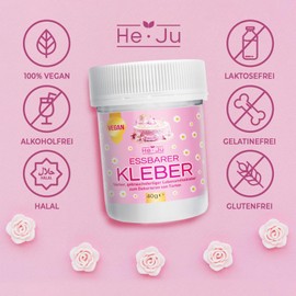 He-Ju Edible Food Glue, 1 x 40 g, Edible Glue, Transparent and Vegan (without Gelatine) for Decorating Themed Cakes, Icing, Fondant and Much More, Gluten-Free