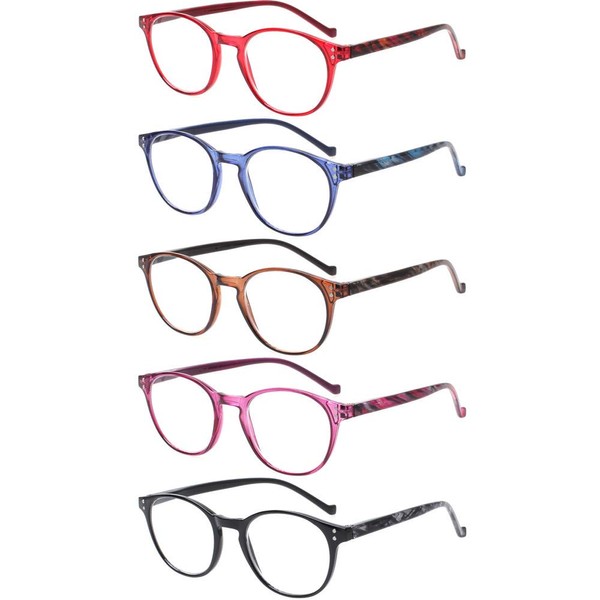 NORPERWIS 5 Pairs Reading Glasses - Standard Fit Spring Hinge Readers Glasses for Men and Women (Black Purple Red Blue Brown, 2.50)