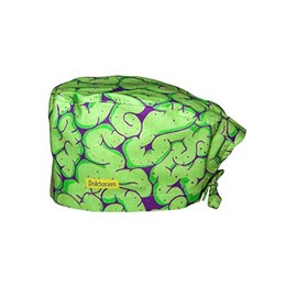 DOKTORAM Skull Cap Green Brain convolutions Color Funny Prints Unisex hat with Sweatband Bouffant Turban