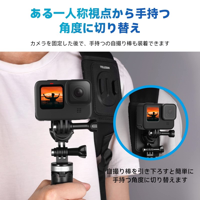 TELESIN Clip Mount for Gopro Accessories Backpack 360 Degree Rotation