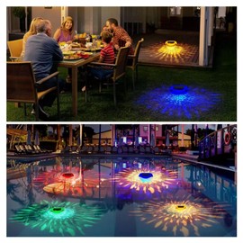 ISAC HOUSE Floating Pool Lights – 6 Dynamic RGB Lighting Modes – Rechargeable and IP68 Waterproof Solar Lights – for Pools, Stages, Gardens and Outdoor Decoration