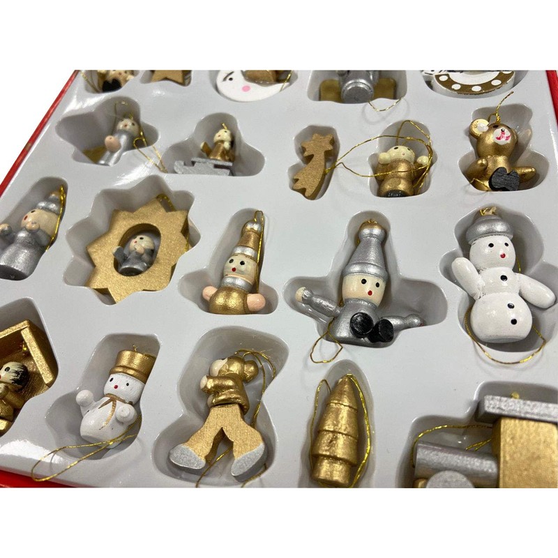20 Wooden Christmas Tree Decorations Fine Detail Hand Made Traditional