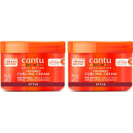Cantu Coconut Curling Cream for Natural Hair with Pure Shea Butter, 12 oz (Pack of 2) (Packaging May Vary)