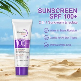 Face Sunscreen SPF 100+, Sun Cream PA+++, Non-Greasy & Refreshing Sunscreen, Without White Cast, Ultra-Lightweight, Water & Sweat Resistan, Broad Spectrum UV Protection, Long-Lasting Hydration, 1 Pcs