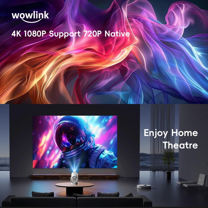 [Built-in Apps & 2025 Upgraded] Mini Projector with WiFi 6