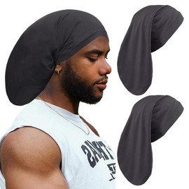 2 PCS Unisex Bonnet Sleep Cap for Dreadlocks and Long Hair - Dreads Head Wrap Locs Caps for Men and Women - Black, Blue:_Locs-Cap-6