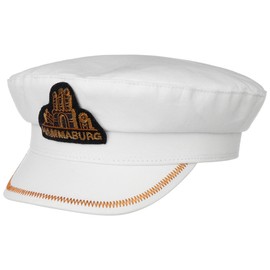 HAMMABURG Captain's Hat Women/Men – Elbe Sailor Hat Made of 100% Cotton – Spring/Summer, White