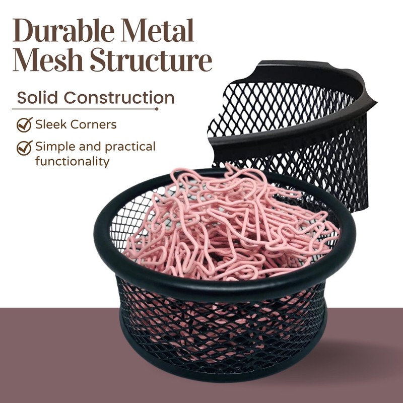 Mesh Paper Clip Holder - 4 Pcs Binder Containers for