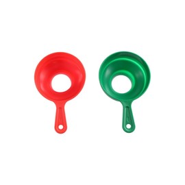Pokinge 2Pcs Folding Telescopic Funnel, Red, Green, Silicone + PP, 20*7cm, Anti-Leakage, Wide Mouth Canning Funnel for Mason Jars, Cooking Water, Filling Bottles