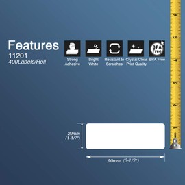 BETCKEY - Standard Address Labels Replacement for Brother DK-1201 (1.1 in x 3.5 in), Compatible with Brother QL Label Printers [1 Rolls/400 Labels, Yellow]