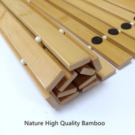 HJJKKH Bath Floor Mat,Floding Bamboo Wood Bath Mat,Bamboo Shower Mat,Roll-Up Bamboo Wood Bath Floor Mat,Foldable Teak Bath Mat for Bathtub,Shower,Sauna (15.7x47.2 inch)