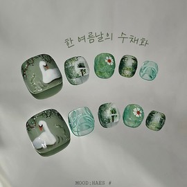 [M;H #] A midsummer day's watercolor handmade paddy tip - Enter Lake Owen in the delivery message / [M;H #] 한 여름날의 수채화 수제패디팁 - 배송메세지에 필수로 오왼 호수 입력