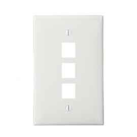 Leviton QuickPort Midsize Wallplate, Single Gang, 3-Port, 41091-3WN, White