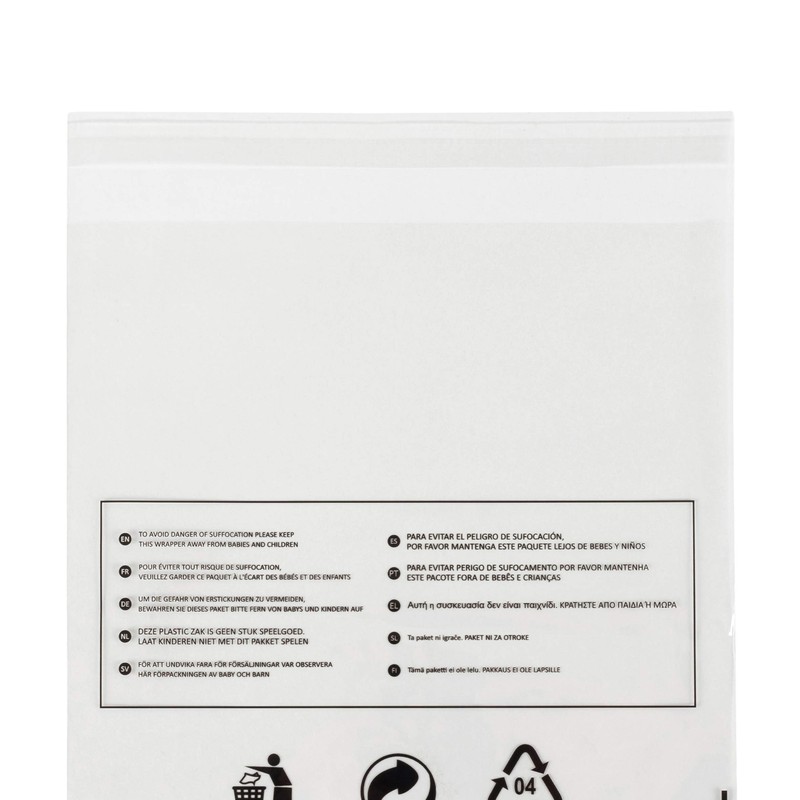 250 x Clear Poly Bags with Suffocation Warning (250 Polybags