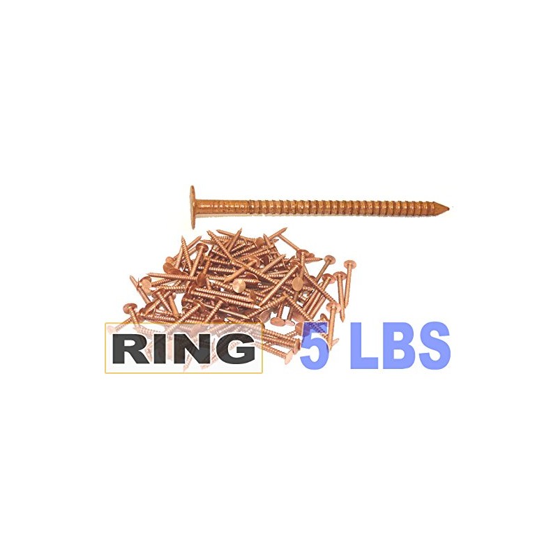 2 1/2" x 10GA 8D RING COPPER ROOFING/SLATING NAILS 5lb