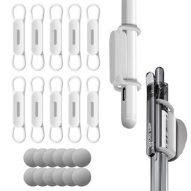 Nearockle 10 Pack Magnetic Pen Pencil Holder, Silicone Adjustable Pen Holder for Refrigerator, Desk, Whiteboards, Dry Erase Marker Holder Office Desk Accessories(White)