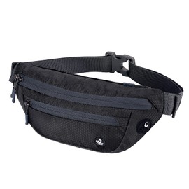 WATERFLY Bum Bag Sport Small: Sporty Unisex Waist Bag Stylish Lightweight Hipbag for Outdoor Travel Hiking Travel Men Women, black, Sports