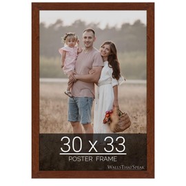 wallsthatspeak 30x33 Dark Walnut Rustic Pine Picture Frame for Puzzles Posters Photos or Artwork
