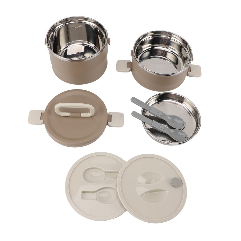 Insulated Food Container 304 Stainless Steel PP Stackable Portable Round