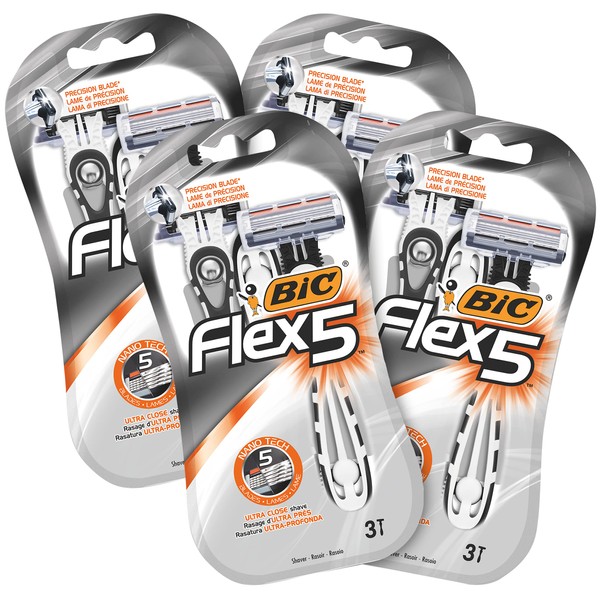 BIC Flex 5 Men's Razor, 12 Disposable Razors with 5