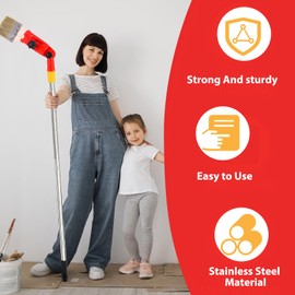 Multi-Angle Paint Brush Extender Holder, 1.7m Paint Roller Extension Pole with Paint Brush,Lightweight Aluminum Telescopic Pole,Universal Extension Pole Attachments for High Ceiling and Cleaning Tools