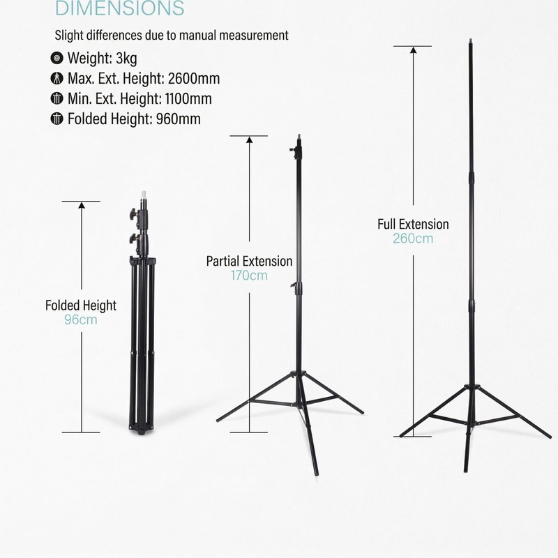 NiceFoto SL-280B Studio Light Stand Professional Grade 260cm Adjustable Tripod