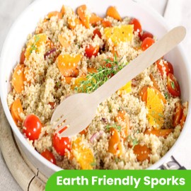 5.5" Disposable Wooden Sporks/Natural Wooden Utensils- Pack of 100ct