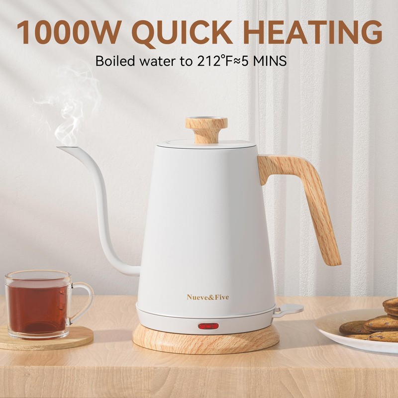 Nueve&Five Gooseneck Electric Kettle with Thermometer,Electric Tea Kettle 1L with