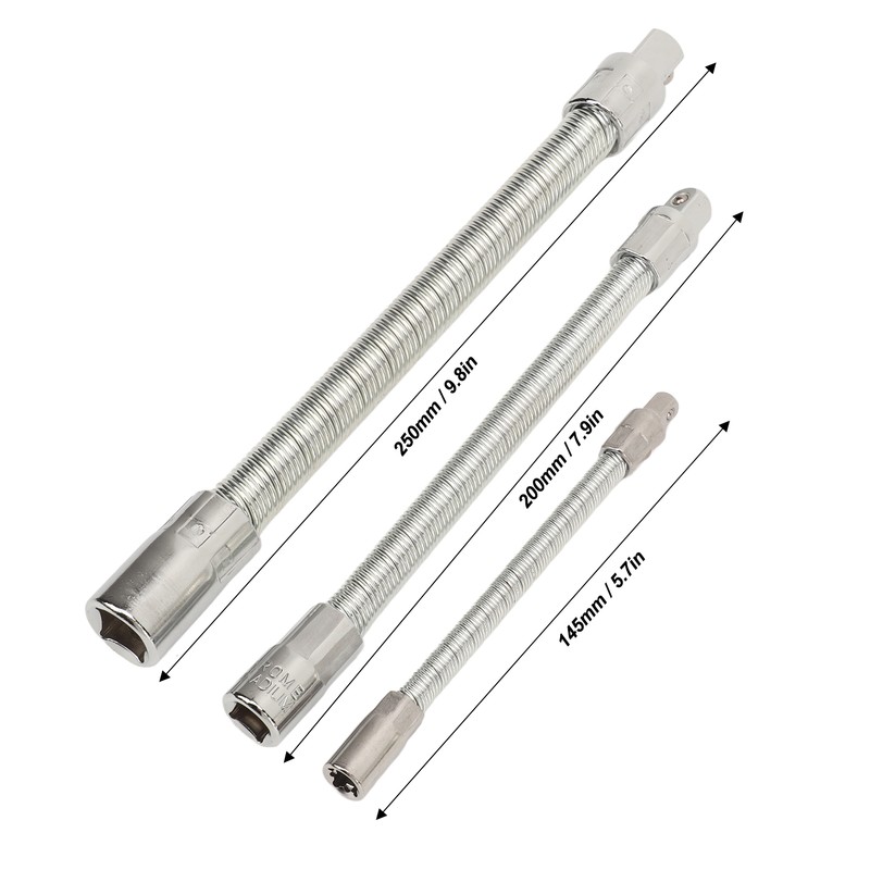 3PCS Flexible Extension Rods Wrench Socket Universal Connecting Rod for