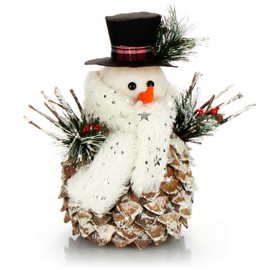com-four® Snowman Figure, Winter Decorative Figure With Pine Cone Body, Loving Christmas Details, Adorable Table Decoration for the Advent Season