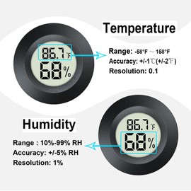 Meggsi 2 Pack Mini Digital Hygrometer Gauge Indoor Thermometer, LCD Monitor Temperature Outdoor Humidity Meter for Greenhouse Jars Incubators Guitar Case, Fahrenheit (℉) or Celsius(℃)