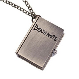 Fenkoo Unisex Retro Death Note Book Pendant Quartz Pocket Watch with Chain (Bronze), vintage