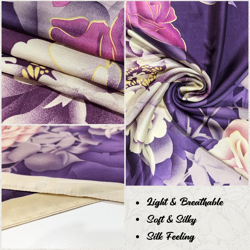 LittleMax Long Mulberry Silk Feeling Scraf Fashon Floral Scarves Large