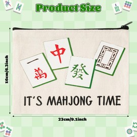 FZkuozougedd Lustige Mahjong-Make-up-Tasche – 4 Stück Glücksmahjong-Fliesen, Geschenke, Reise-Kulturbeutel, Reißverschluss, Kosmetiktasche, Stift-Geldbörse, Tasche für Frauen, Brettspiel-Liebhaber