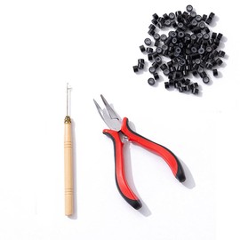 Hair Strands for Clip-in Hair Extensions 50 Pieces Clip-In Extensions,100 Beads Plier and Hoo for Girls and Women