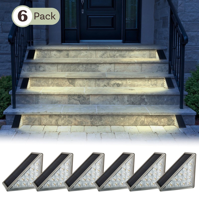 Solar Step Lights for Outside 6-Pack - LED Solar Stair