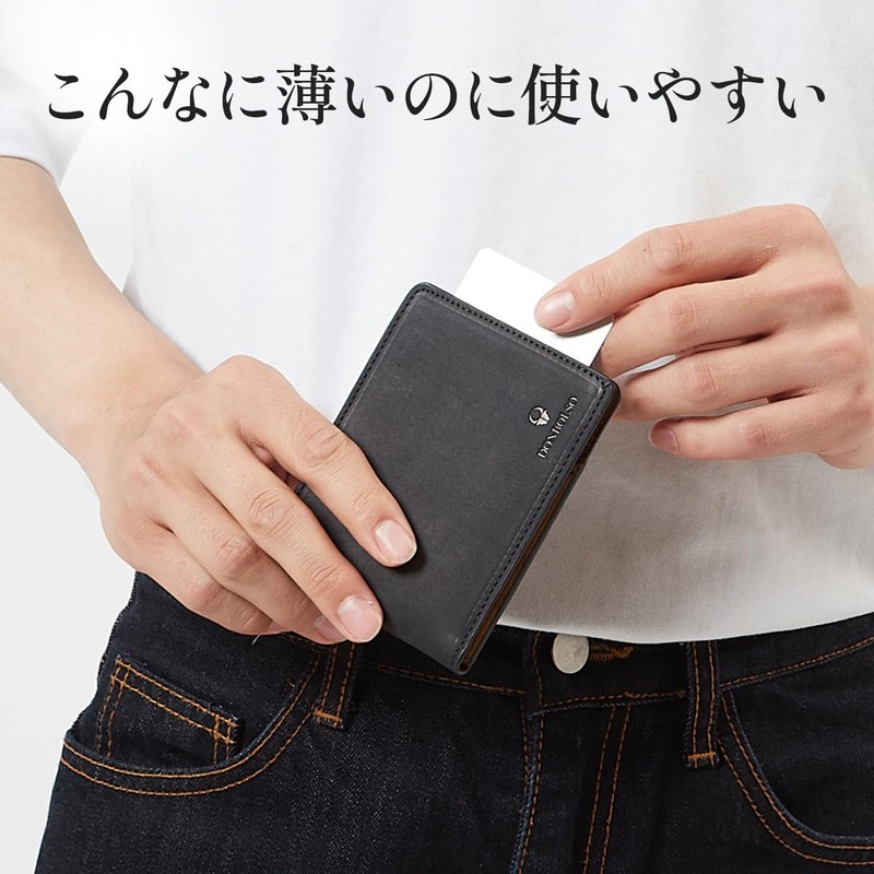 DONBOLSO Genuine Leather Money Clip with Coin Pocket Slim Wallet