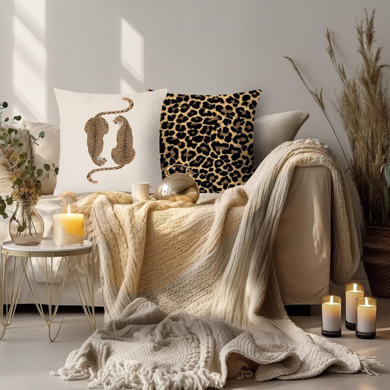 Nipil Trendy Leopard Cheetah Pillow Covers 18x18 Double-Sided, Cheetah Print