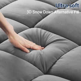 SOPAT Mattress Topper King Size Extra Thick Mattress Pad 8-21" Deep Pocket Soft Down Alternative Fill Mattress Protector Pillow Top Mattress Cover (78x80 Inches, Grey)