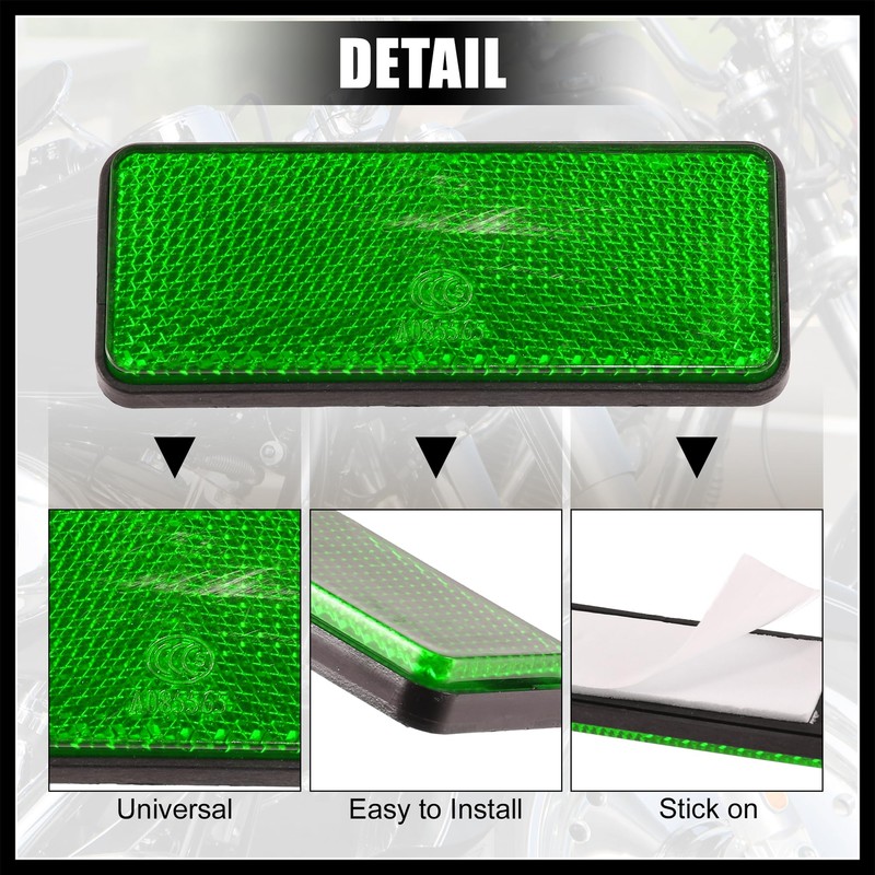 Hihaha 2 Pcs 87mm Green Universal Rectangular Reflective Warning Reflector